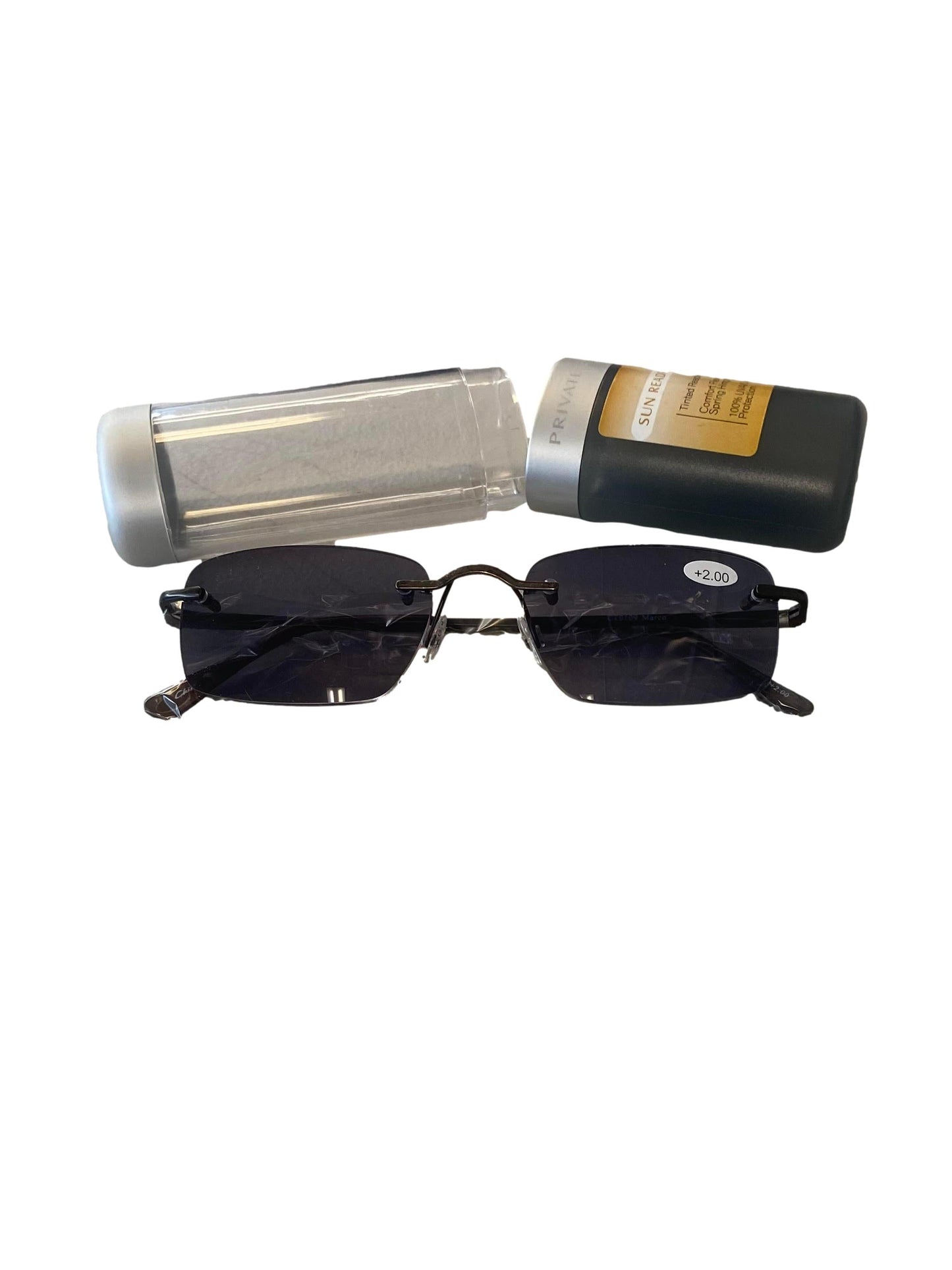 PRIVATE EYES COMFORT FLEX SUN READER (PE132) GLASSES W CASE +2.00