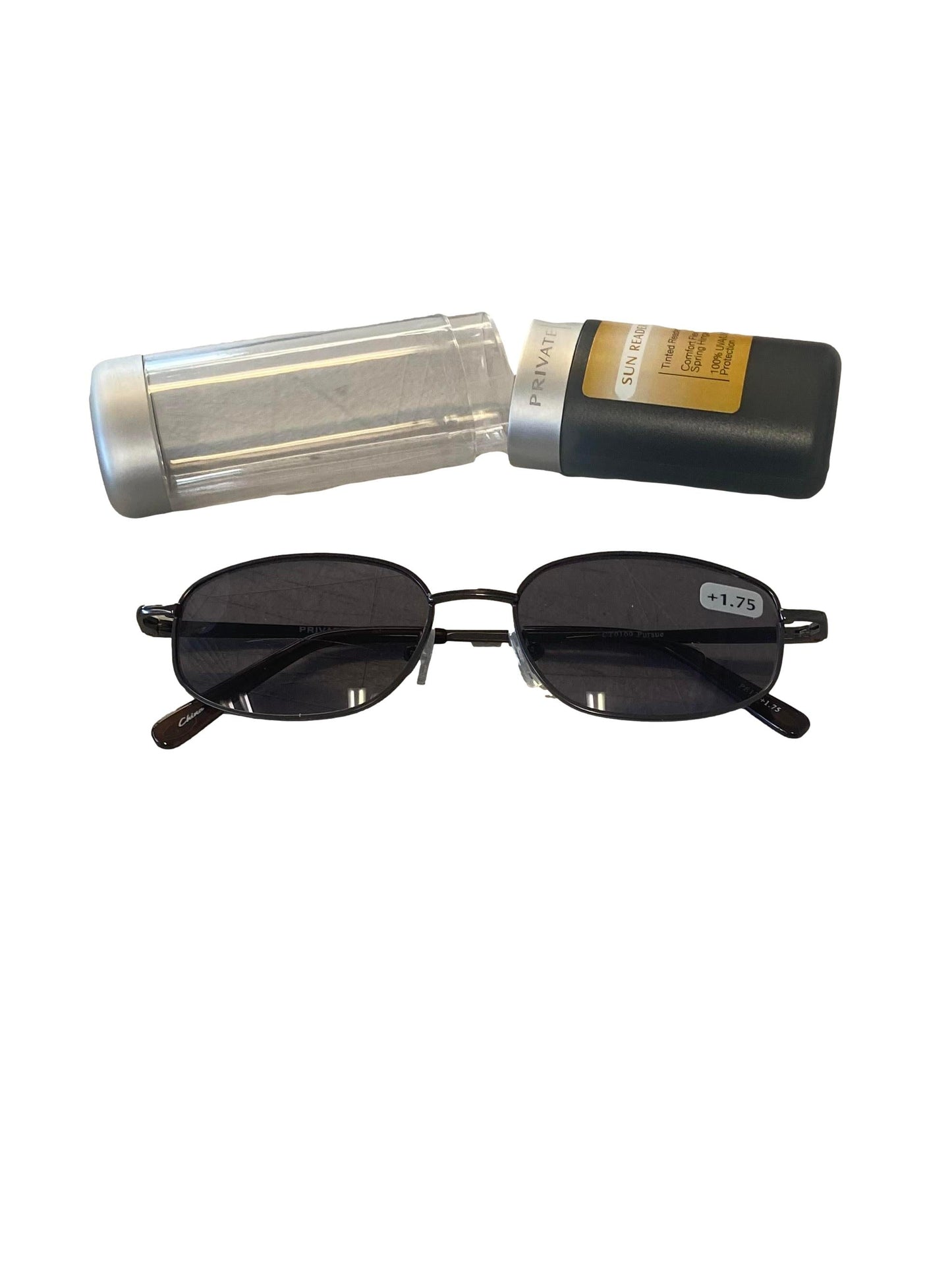 PRIVATE EYES COMFORT FLEX SUN READER (PE139) GLASSES W CASE +1.75