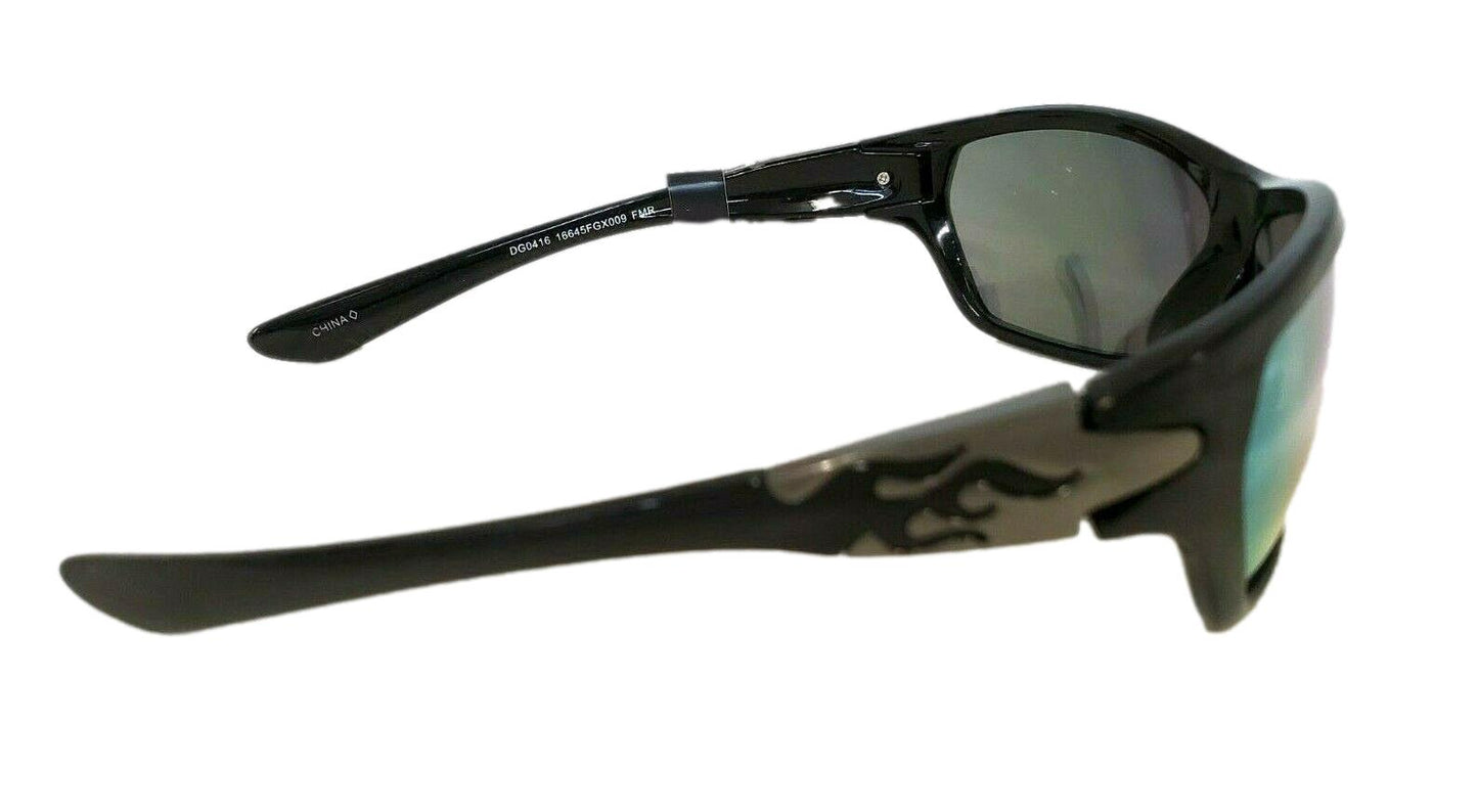 Foster Grant Black Wrap Sunglasses with Mirrored Lenses - General Wholesale Direct
