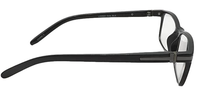 Foster Grant Cole Black Reading Glasses w/ Soft Case +2.00 - Side View