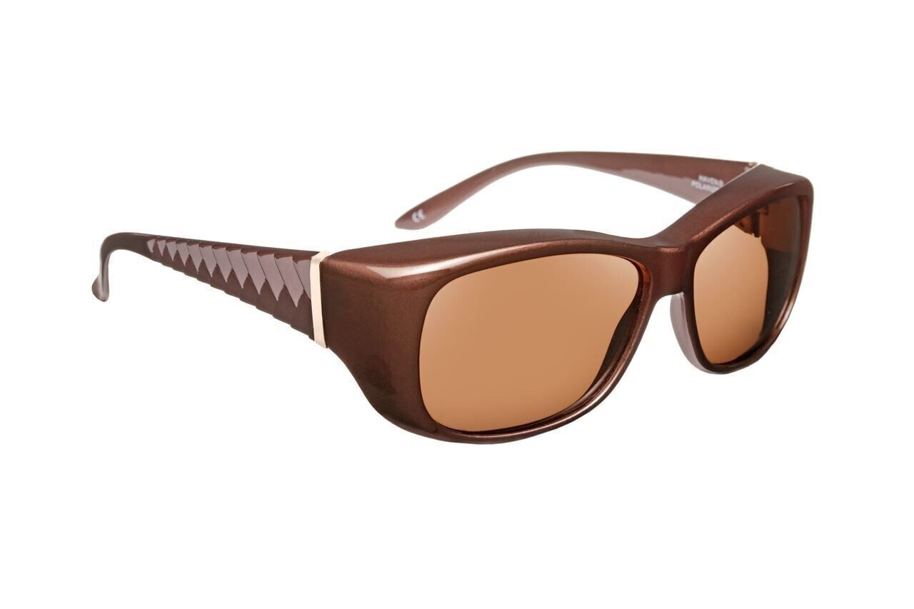 Haven Designer Fitsover Sunglasses Morgan in Mocha & Polarized Amber Lens NEW!