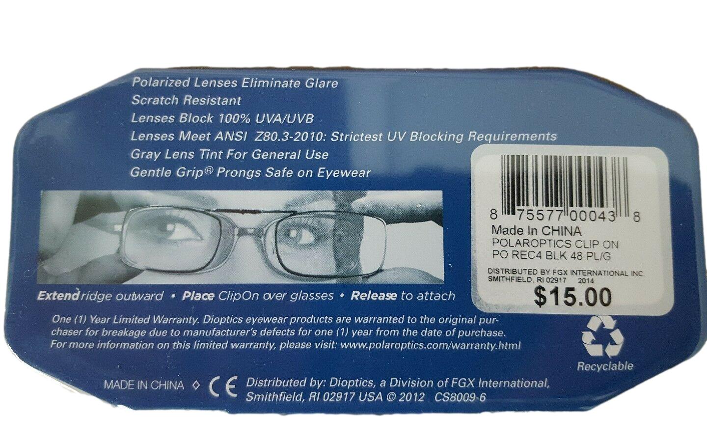 Polar Optics 48 rec 4 Blue Polarized Full Frame clip on Sunglasses