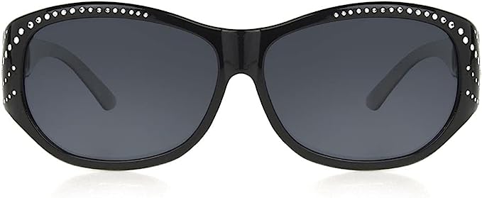 Fits Over FO-023 XL Black/Smoke Rhinestone polarized Sunglasses