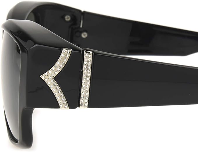 Sunglasses Stella Medium-Large Black w/Rhinestones - Side View