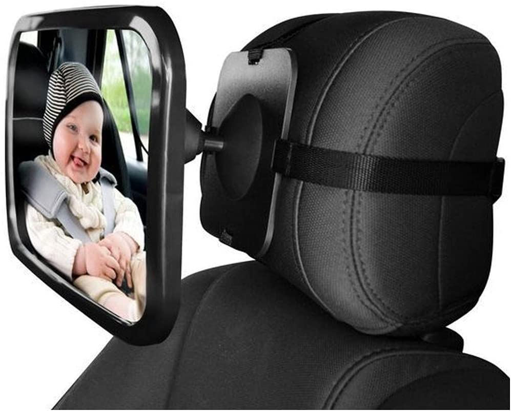 ZogeeZ XL Baby Car Mirror, Safety Car Seat Mirror for Rear Facing Infant with Wide Crystal Clear View, Fits On Headrest Shatterproof, Fully Assembled