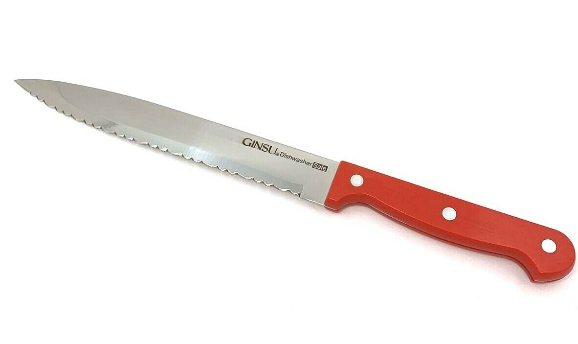 GINSU Kiso 7 piece Knife Set Red Dishwasher Safe Stainless Steel Blade - General Wholesale Direct