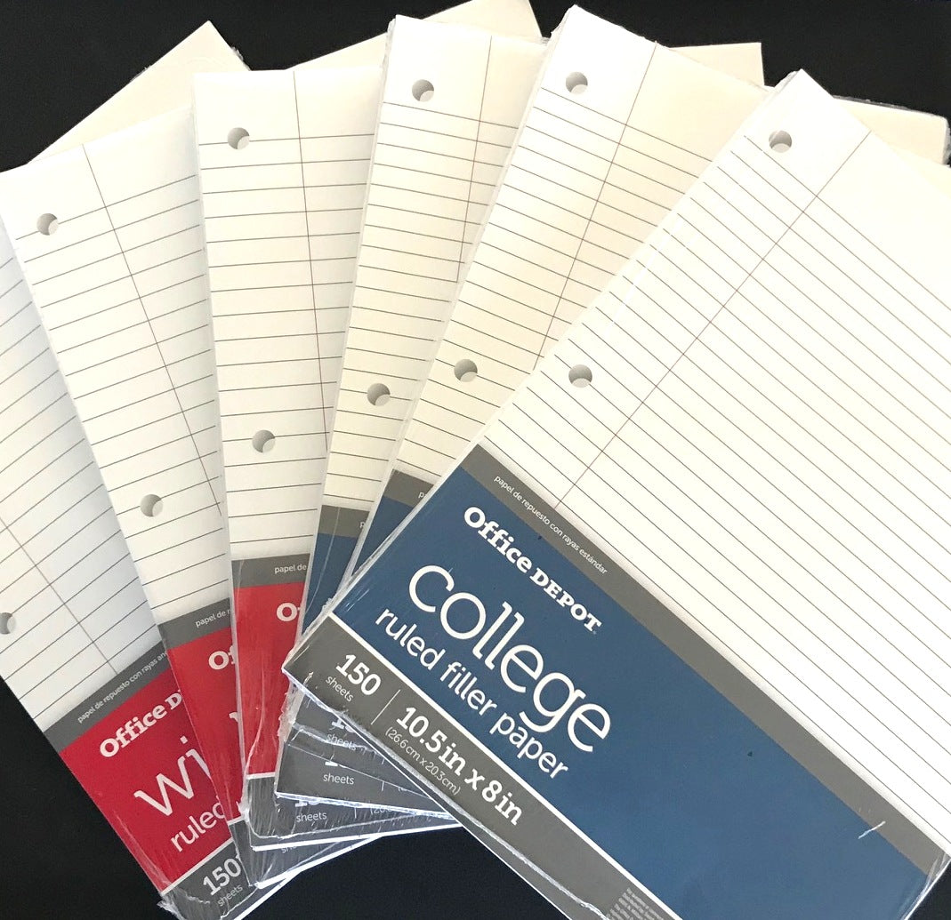 Office Depot Wide or College Ruled 150 Sheet Filler Paper - General Wholesale Direct