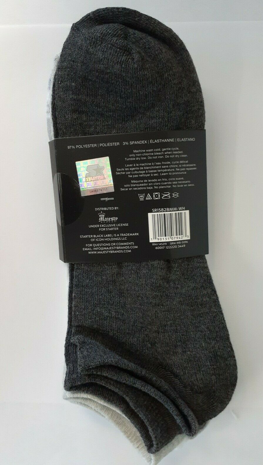 Starter Black Label Men's No Show Socks 6 pairs (shoe size 6-12) Black