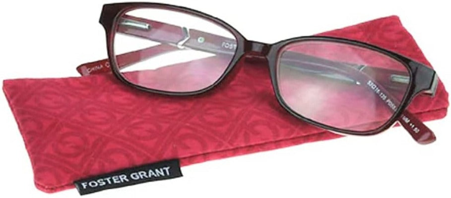 Foster Grant Evalina Wine Reading Glasses w/ Soft Case