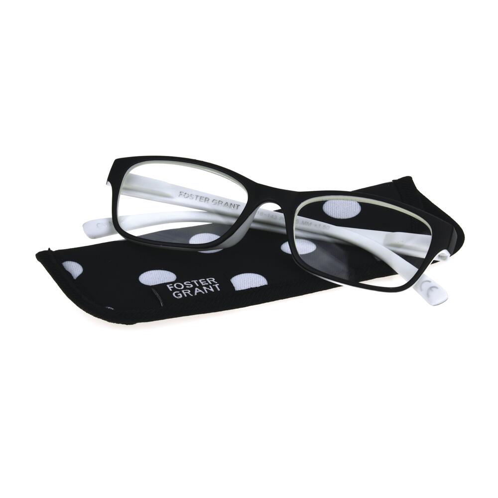 Foster Grant Reading Glasses Lucille White +1.25 W/ Soft Case - General Wholesale Direct