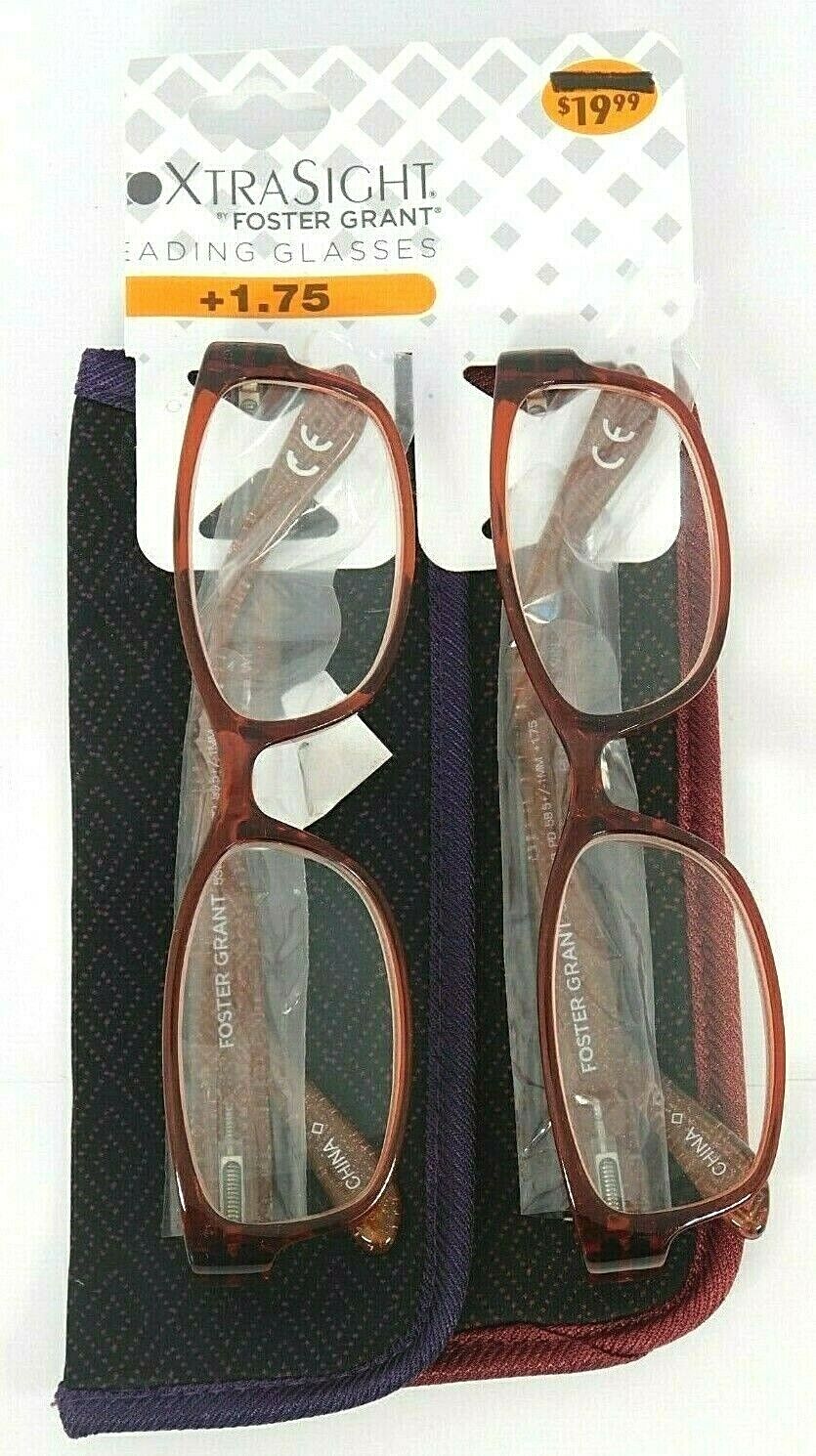 LOT OF 2 - Reading Glasses Foster Grant Kyra WIN w/ Cases +1.75
