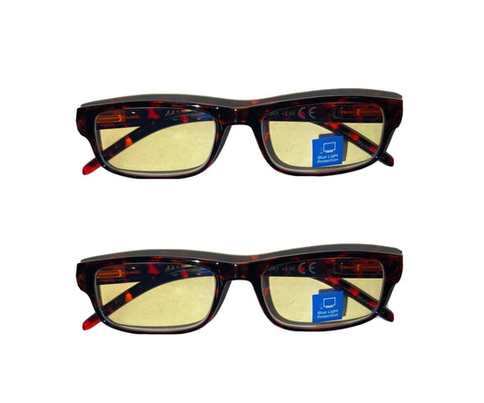 2 Pairs Max Tor Reading and Blue Light Glasses +2.00 with cases NEW!