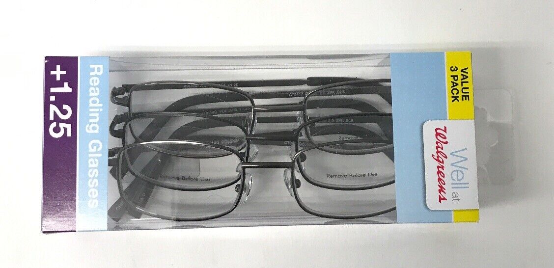 LOT OF 3 - Walgreen's Council READING GLASSES +1.25 NEW