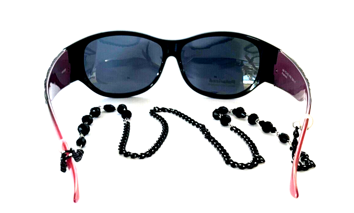 Haven Fit Over Pink Smoke Sunglasses w/ Soft Case & Beaded Sunglass Chain