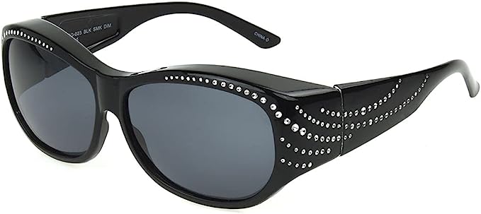 Solar Shield Fits Over FO-023 XL Black/Smoke Rhinestone polarized Sunglasses