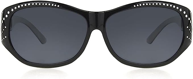 Fits Over FO-023 XL Black/Smoke Rhinestone polarized Sunglasses
