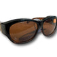 Solar Shield Fits Over Large Brown FO-023 gold square arm Polarized Sunglasses
