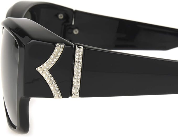 Sunglasses Stella Medium-Large Black w/Rhinestones  - Side View