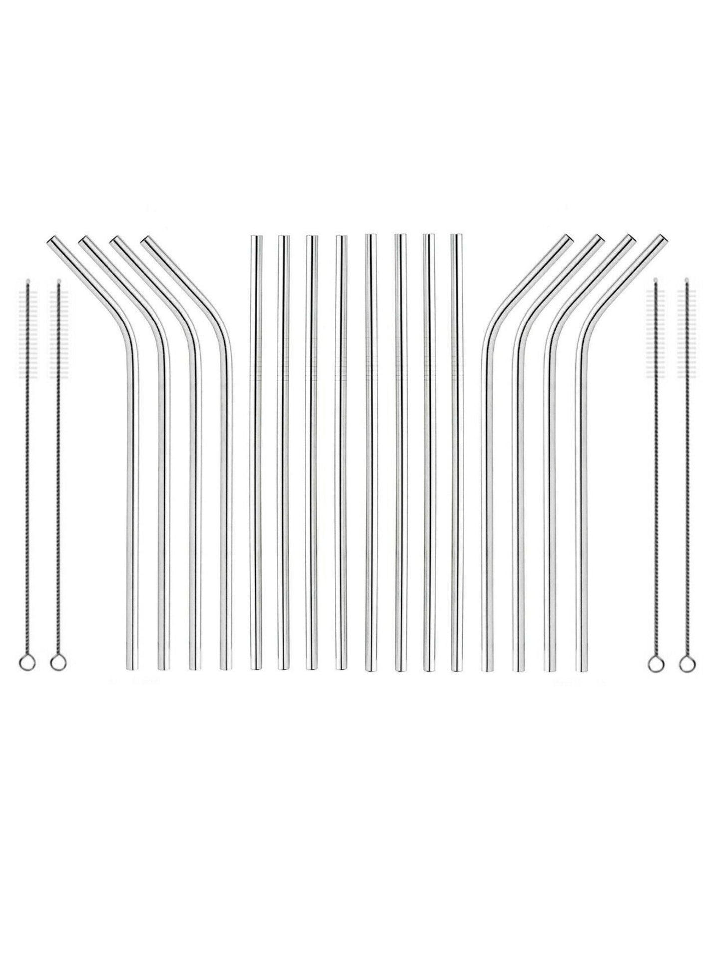 ZogeeZ 20 piece Stainless Steel Straws 10.5" Reusable Drinking Straws & Cleaning Brushes Set - General Wholesale Direct