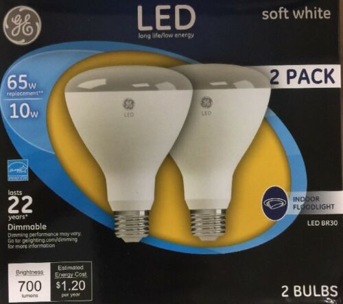 GE Lighting 10-watt (65-watt replacement), Flood Bulb,  Soft White 2 Pack - General Wholesale Direct