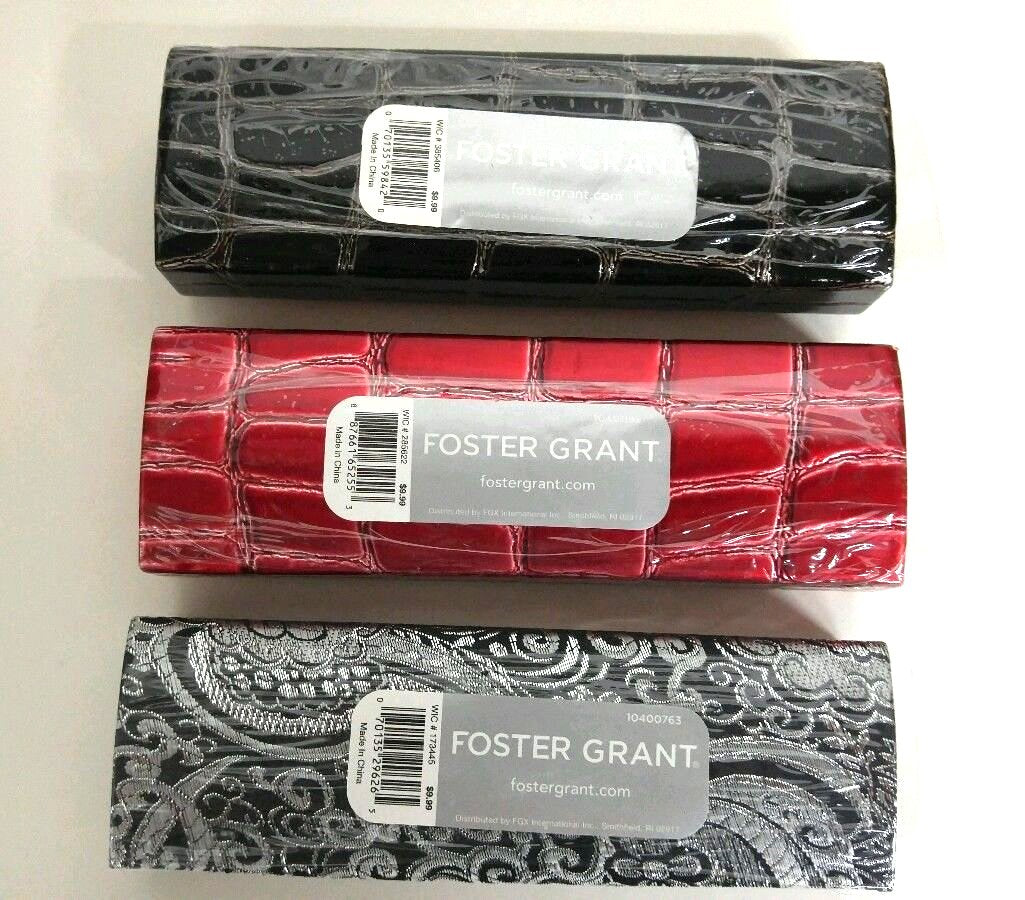 3 Foster Grant Eyeglass/Sunglasses Hard Cases - General Wholesale Direct