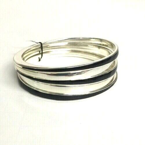5 Piece Name Brand Silver and Black Bracelet Set - General Wholesale Direct