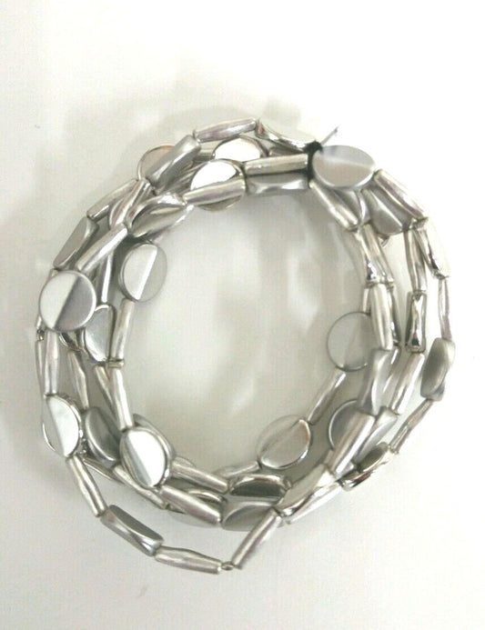Name Brand 5 Strand Silver Stretch Bracelet - General Wholesale Direct