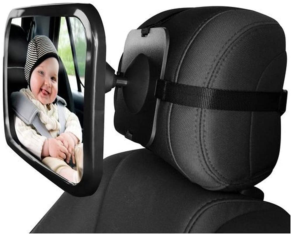 ZogeeZ XL Baby Car Mirror, Safety Car Seat Mirror for Rear Facing Infant with Wide Crystal Clear View, Fits on Headrest Shatterproof, Fully Assembled - General Wholesale Direct