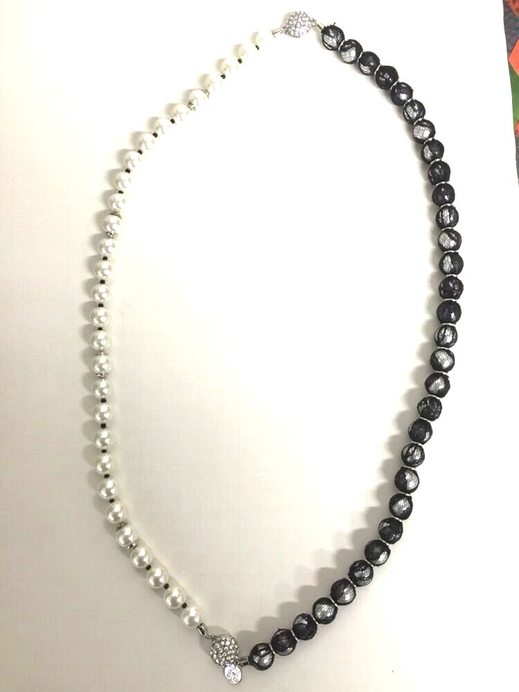 Black and White Faux Pearl 3 in 1 Necklace - General Wholesale Direct