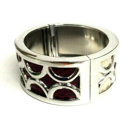 Name Brand Cuff Bracelet - Burgundy and Cream Snake Skin Look - General Wholesale Direct