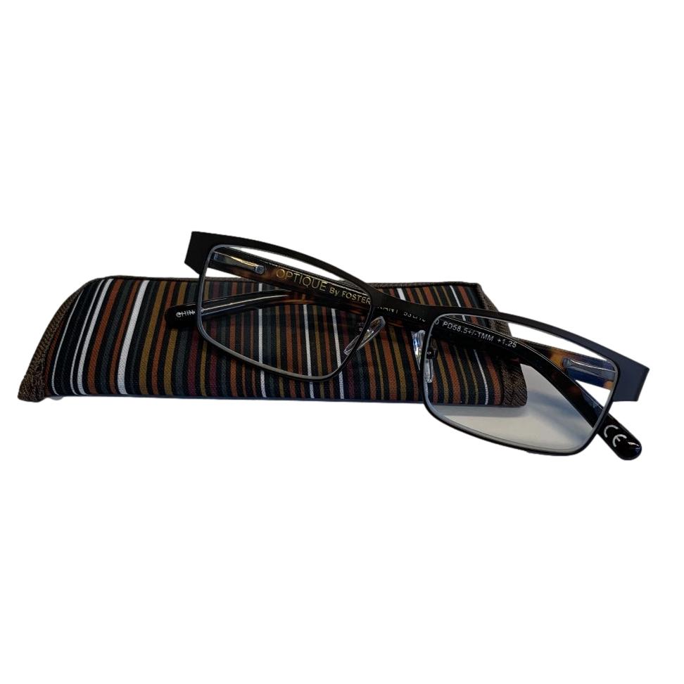 Optique by Foster Grant Reading Glasses Leo +1.25 w/Case NEW! - General Wholesale Direct