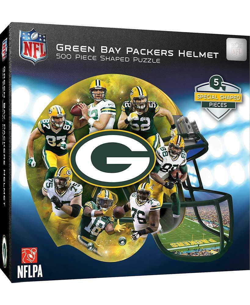 Green Bay Packers 500pc Helmet Shaped Puzzle - General Wholesale Direct