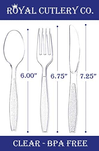 ROYAL CUTLERY CO. Disposable Cutlery set, Color: 360 Pieces, Heavy Duty Plastic Utensil Set, 180 Forks, 120 Spoons, 60 Knives. - General Wholesale Direct