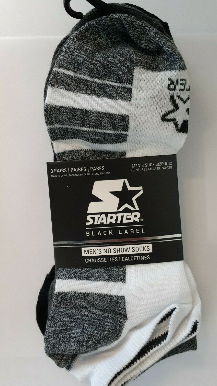 Starter Black Label Men's No Show Socks 6 pairs shoe size 6-12 White/Grey/Black - General Wholesale Direct